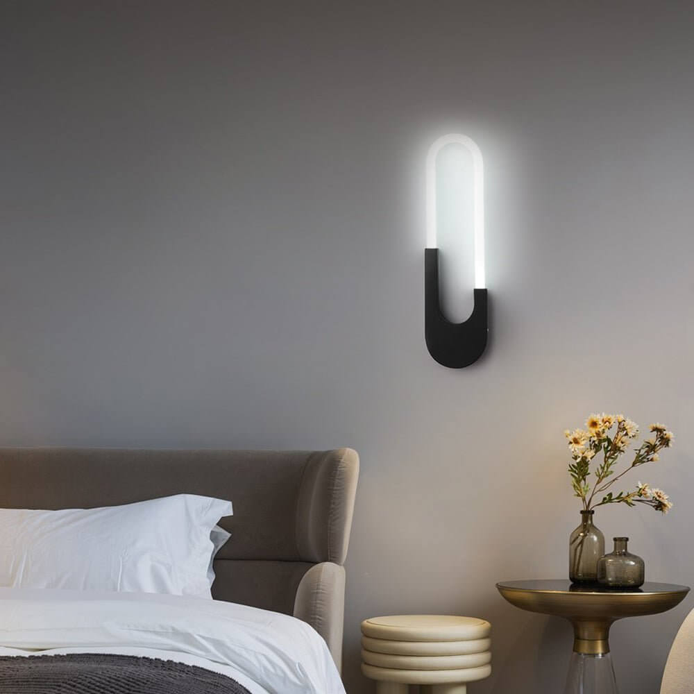WINTHORPE MODERN OVAL LED WALL LIGHTING - 16'' H, ONYX BLACK