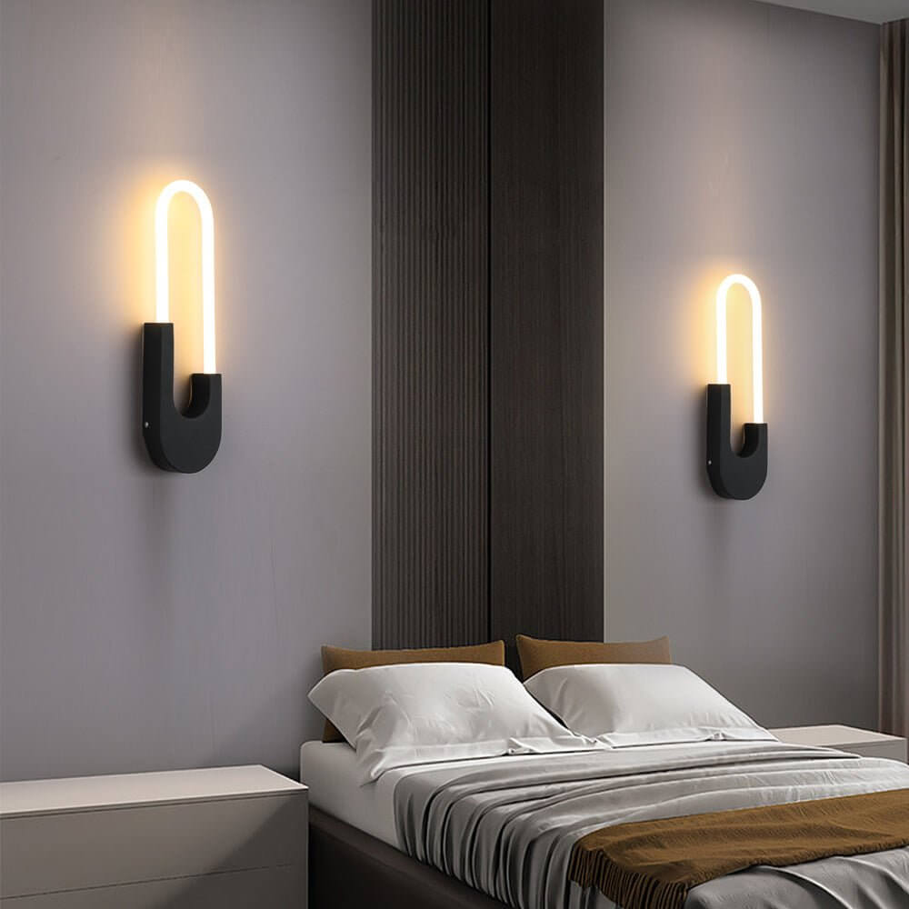 WINTHORPE MODERN OVAL LED WALL LIGHTING - 16'' H, ONYX BLACK