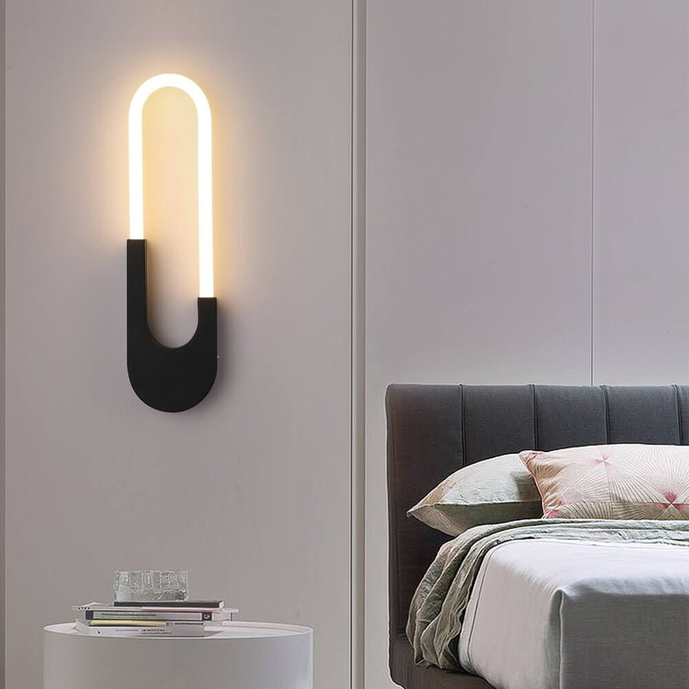WINTHORPE MODERN OVAL LED WALL LIGHTING - 16'' H, ONYX BLACK
