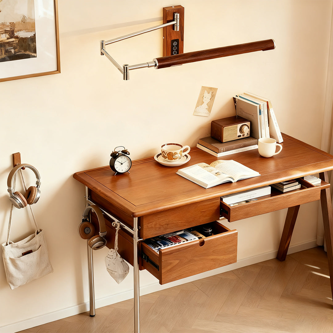 WINTHROP MID-CENTURY SWING ARM LIGHT WITH WALNUT FINISH