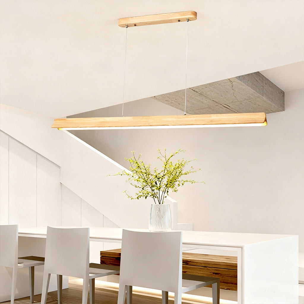 WINTHROP WOODEN SLIMLINE PENDANT WITH WHITE PVC SHADE
