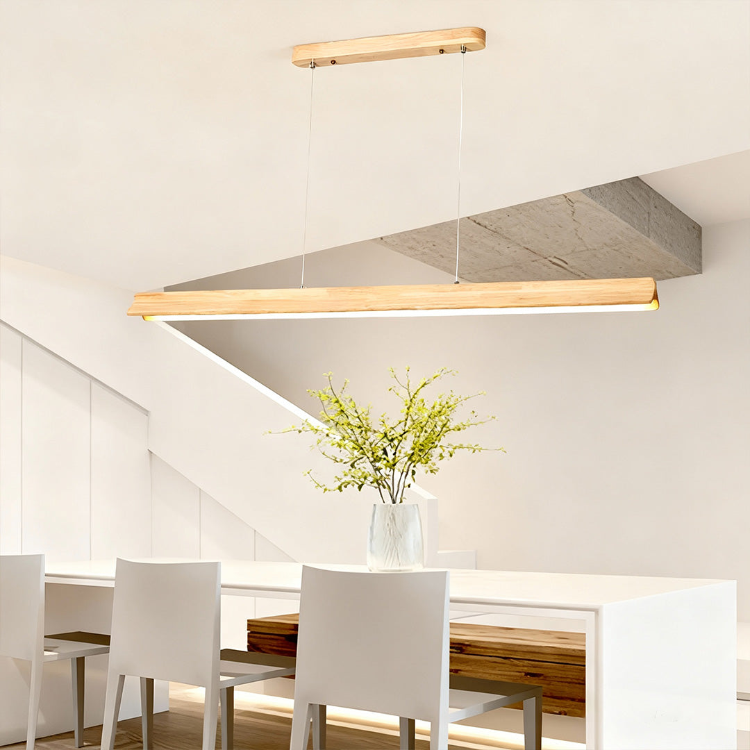 WINTHROP WOODEN SLIMLINE PENDANT WITH WHITE PVC SHADE
