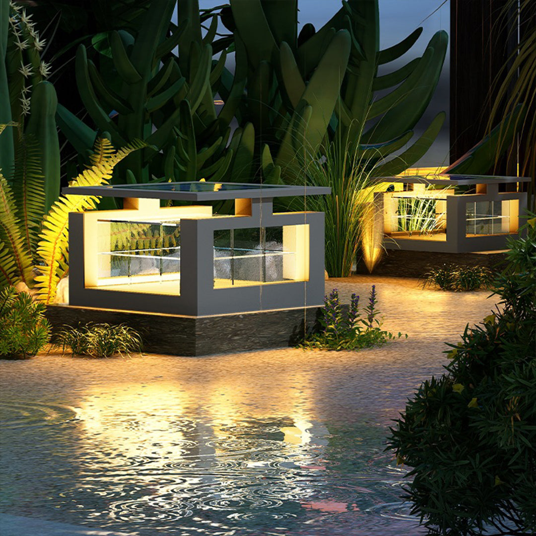 WINDSOR ACRYLIC LUMINAIRE WITH STAINLESS STEEL BASE - WATER-RESISTANT PILLAR LIGHT
