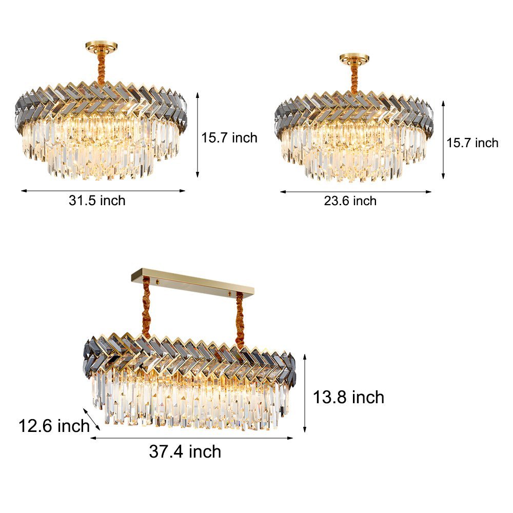 WINTHROP CRYSTAL RADIANCE DINING CHANDELIER - CIRCULAR & RECTANGULAR OPTIONS