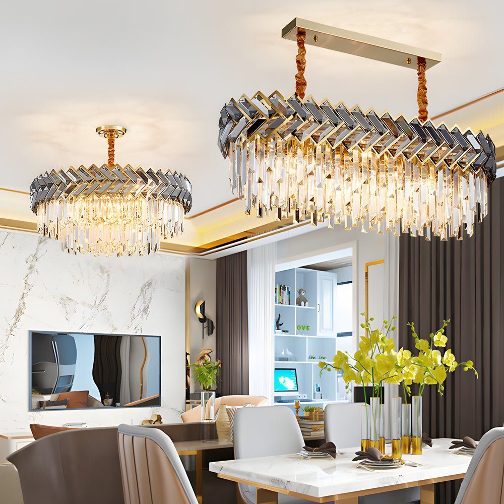 WINTHROP CRYSTAL RADIANCE DINING CHANDELIER - CIRCULAR & RECTANGULAR OPTIONS