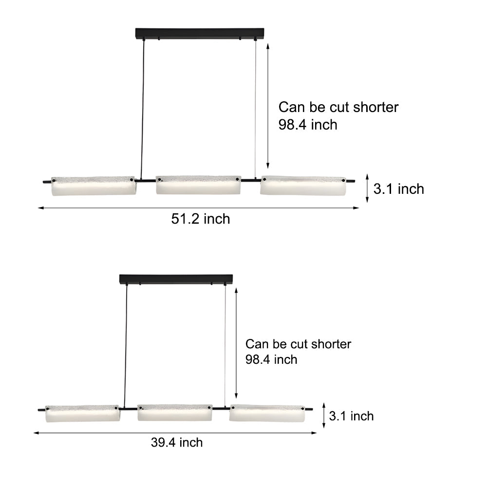 WINDSOR COPPER STRIPED FROSTED GLASS ISLAND LUMINAIRE