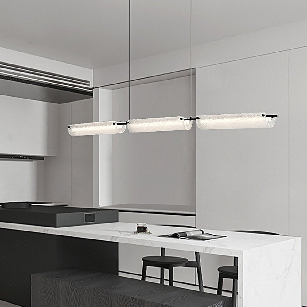 WINDSOR COPPER STRIPED FROSTED GLASS ISLAND LUMINAIRE