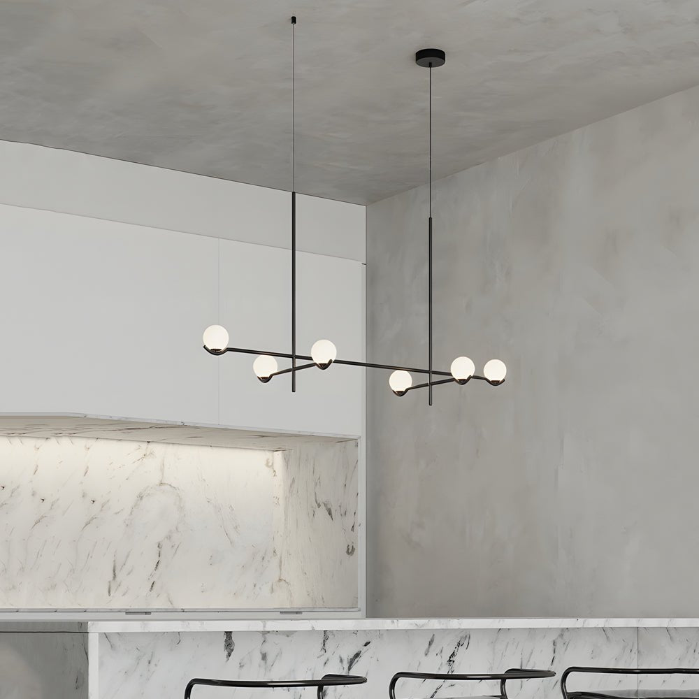 WINTHROP MODERN GLASS ORB PENDANT LIGHTING, 3/4/6-BULB CONFIGURATION IN BLACK AND GOLD