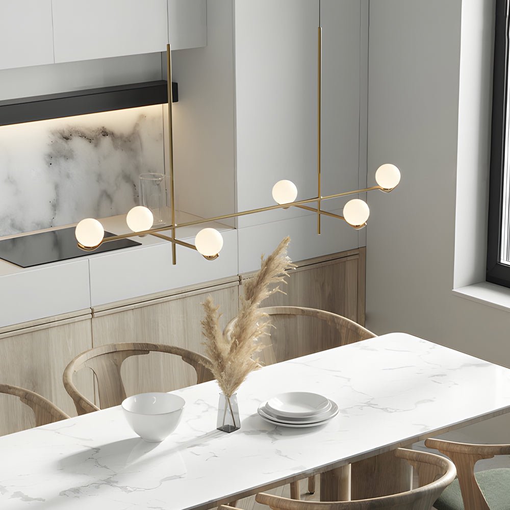 WINTHROP MODERN GLASS ORB PENDANT LIGHTING, 3/4/6-BULB CONFIGURATION IN BLACK AND GOLD