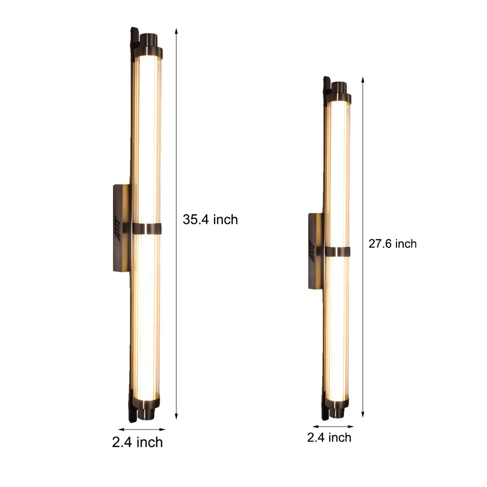 WINDSOR ACRYLIC TUBE WALL SCONCE WITH METALLIC FINISH, 27.55''/35.43''