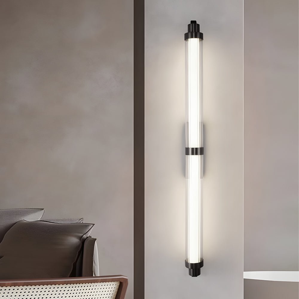 WINDSOR ACRYLIC TUBE WALL SCONCE WITH METALLIC FINISH, 27.55''/35.43''