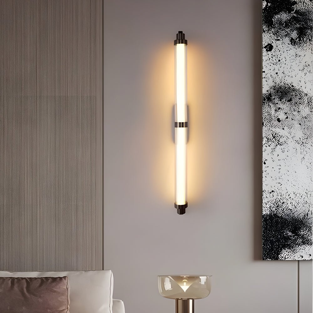 WINDSOR ACRYLIC TUBE WALL SCONCE WITH METALLIC FINISH, 27.55''/35.43''