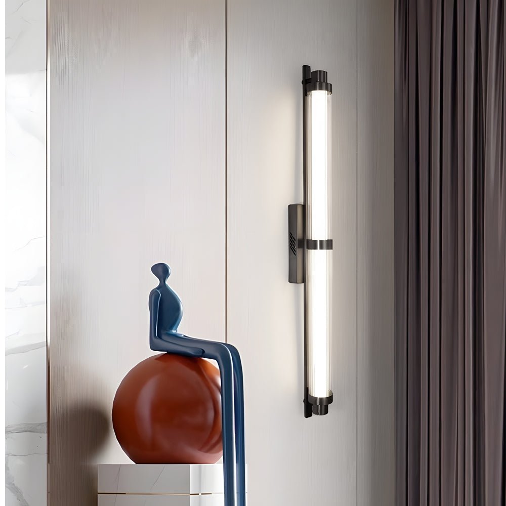 WINDSOR ACRYLIC TUBE WALL SCONCE WITH METALLIC FINISH, 27.55''/35.43''
