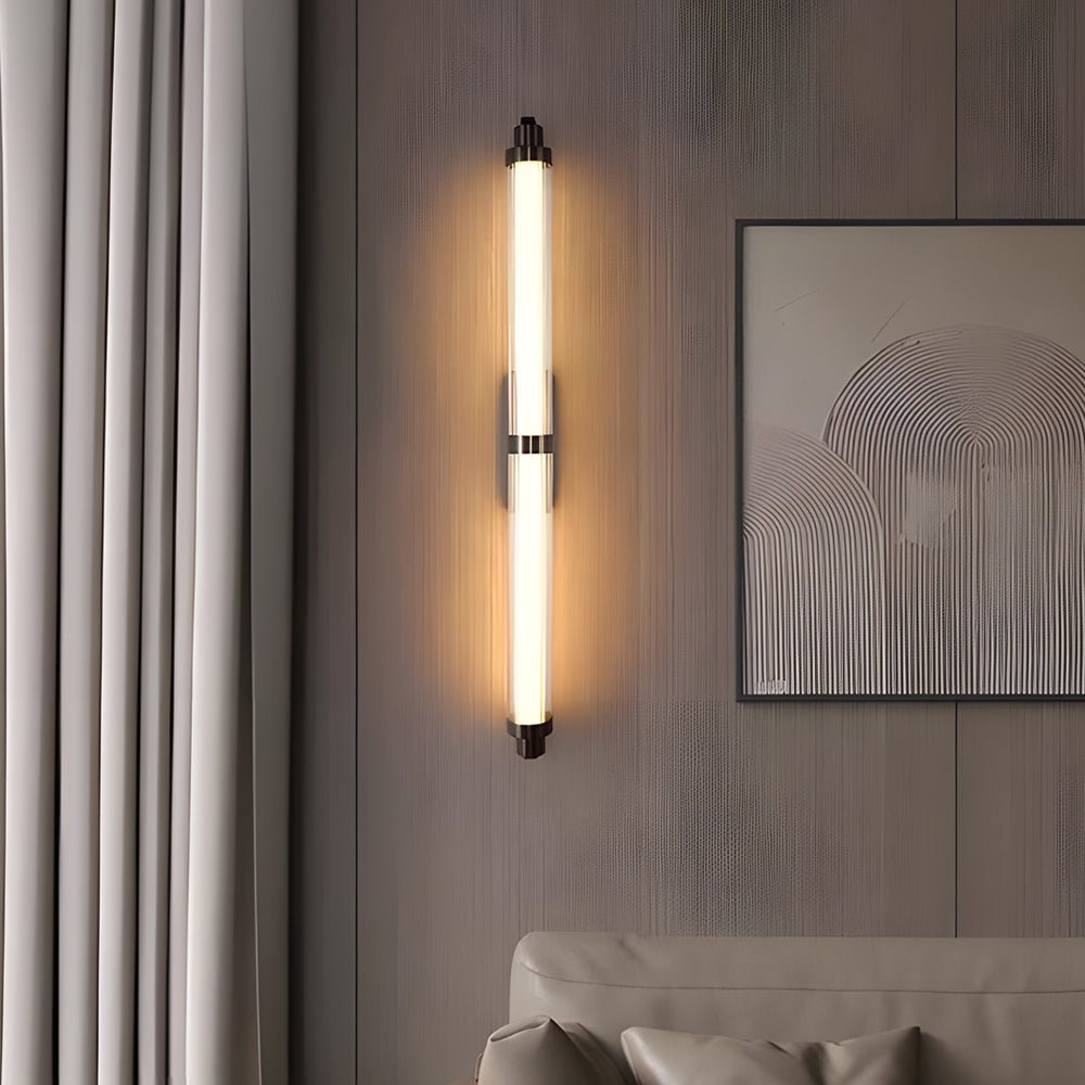WINDSOR ACRYLIC TUBE WALL SCONCE WITH METALLIC FINISH, 27.55''/35.43''