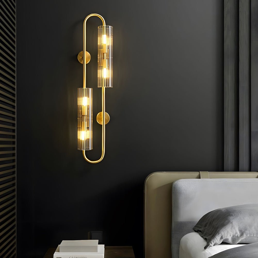 WINTHROPE BRASS OVAL WALL SCONCE WITH CRYSTAL CLEAR GLAZE
