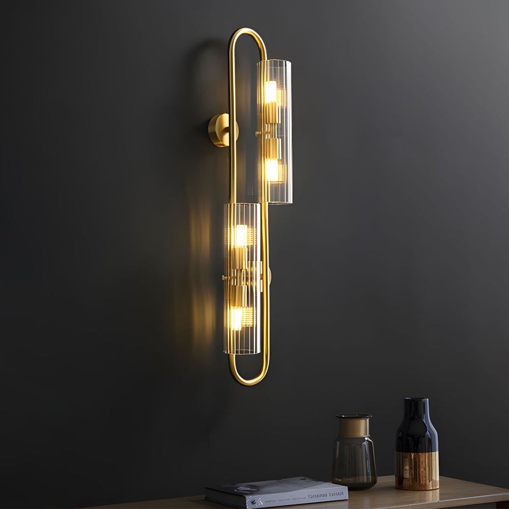 WINTHROPE BRASS OVAL WALL SCONCE WITH CRYSTAL CLEAR GLAZE