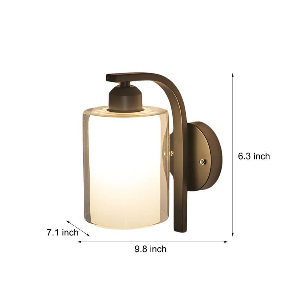 RAVENHURST BLACK GLASS CYLINDRICAL WALL LANTERN
