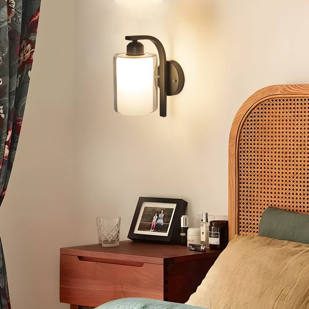 RAVENHURST BLACK GLASS CYLINDRICAL WALL LANTERN