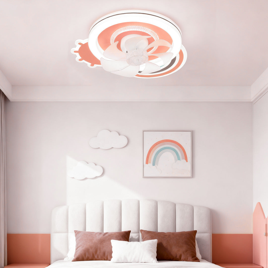 CHARLOTTESVILLE PINK AND WHITE LED CEILING FAN WITH DIMMABLE LIGHTING