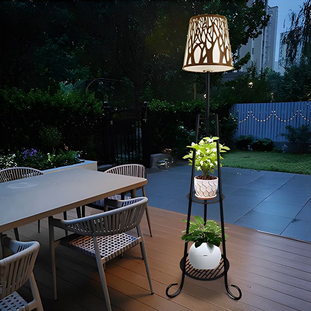 WINDSOR OUTDOOR ILLUMINATION STAND WITH PLANT SHELVES