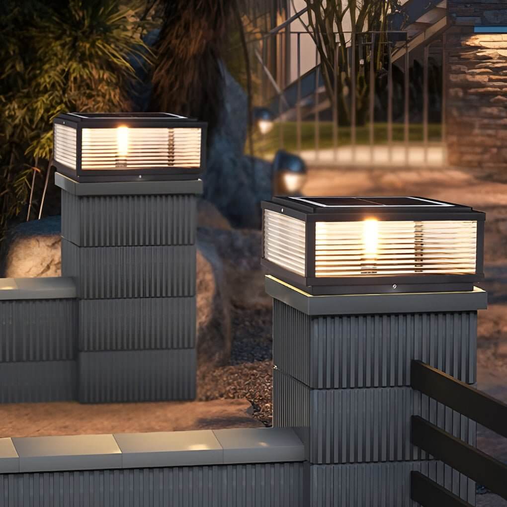 WINTHROP SQUARE RIBBED GLASS OUTDOOR COLUMN LANTERN