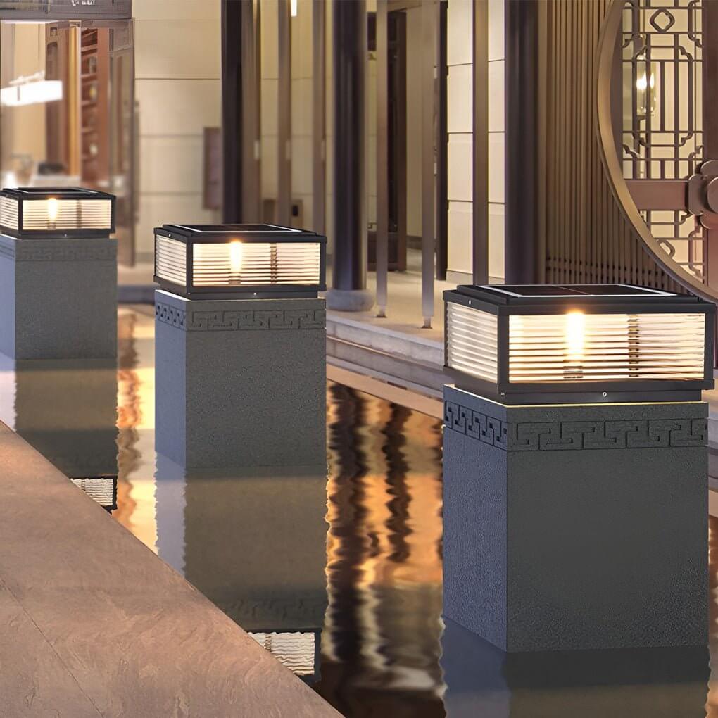 WINTHROP SQUARE RIBBED GLASS OUTDOOR COLUMN LANTERN