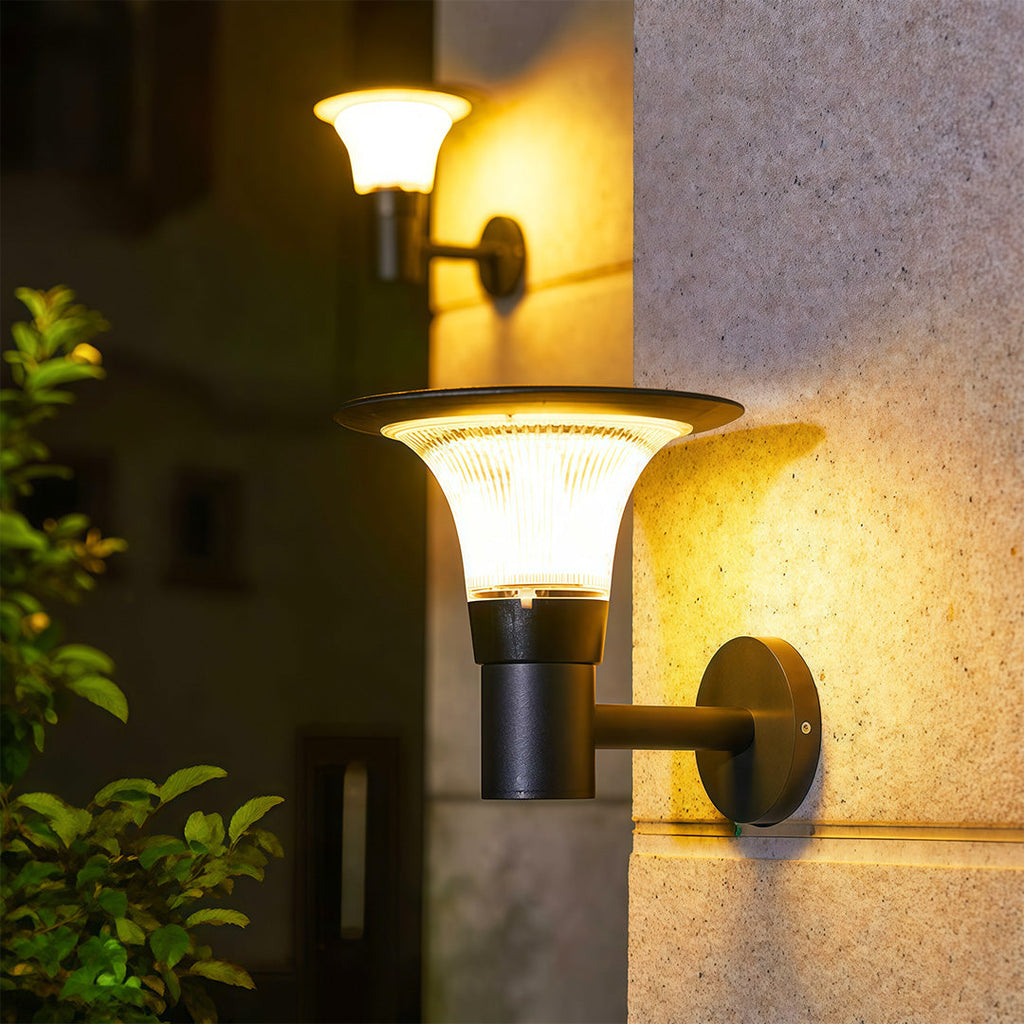 WINTHROP BLACK METAL SOLAR WALL LANTERN