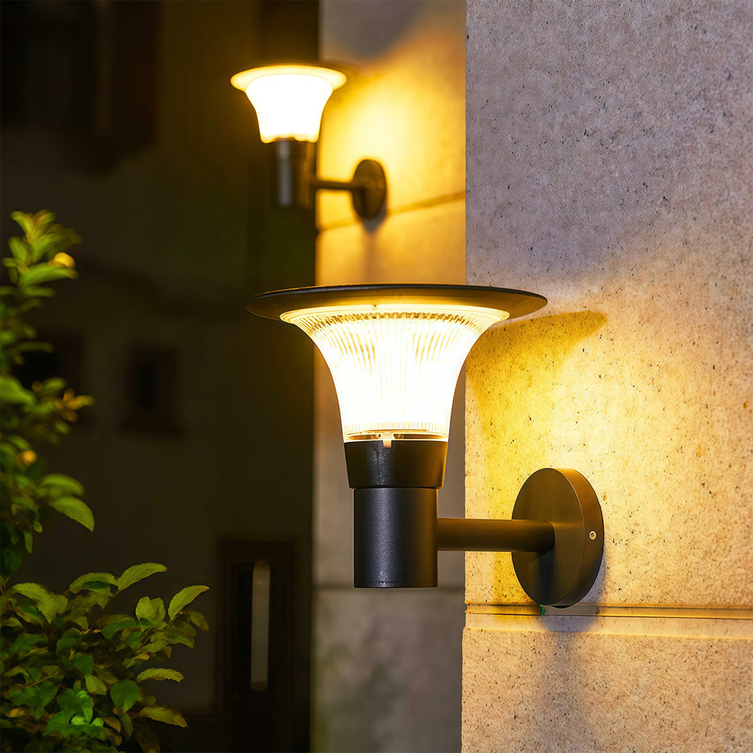WINTHROP BLACK METAL SOLAR WALL LANTERN