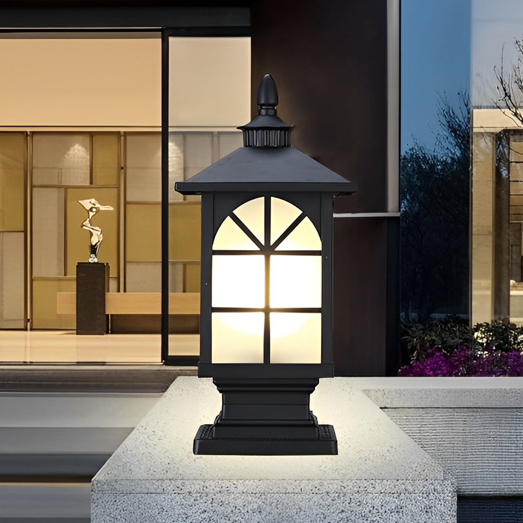 WINCHESTER VINTAGE IRON POST LANTERN - WATER-RESISTANT OUTDOOR ILLUMINATION