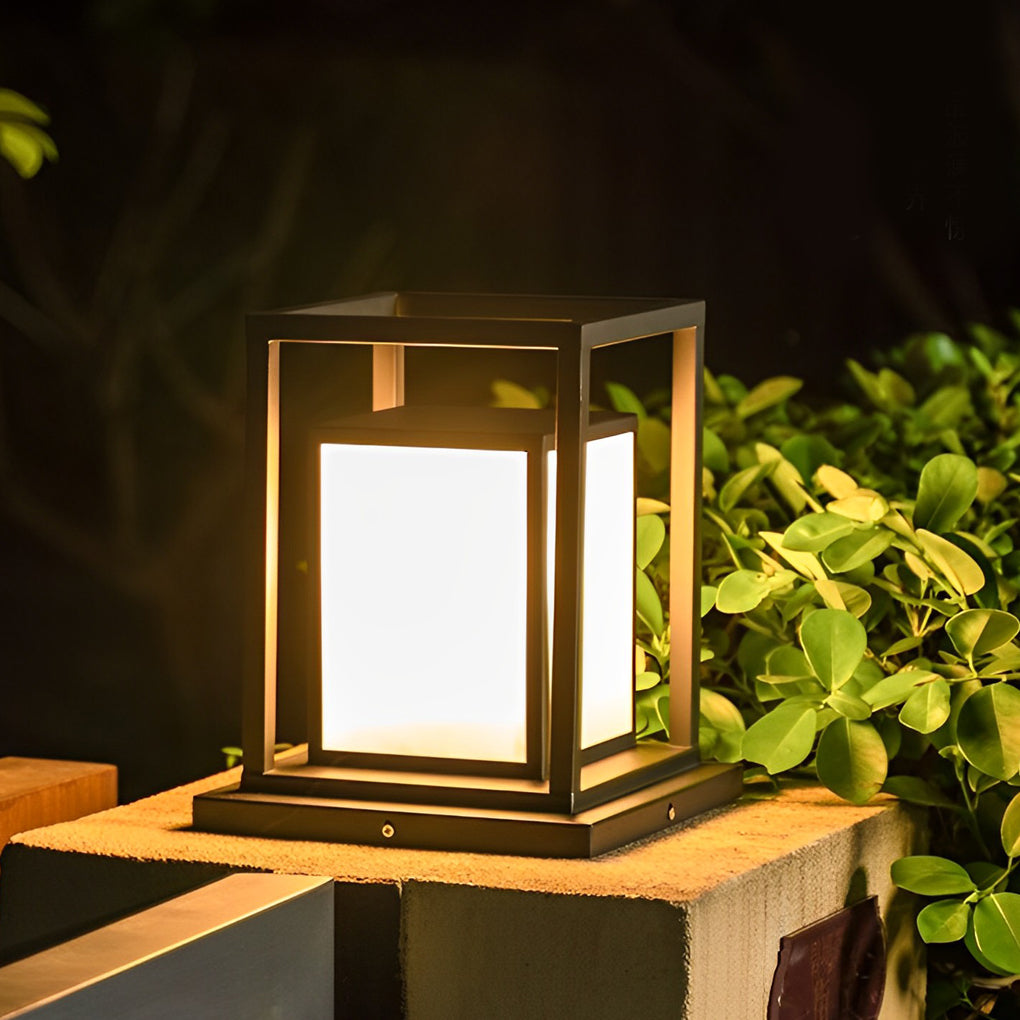 WINDSOR BLACK LED OUTDOOR PILLAR LANTERN WITH WATERPROOF DESIGN
