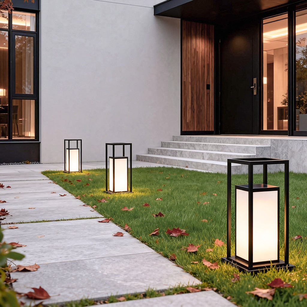 WINDSOR BLACK LED OUTDOOR PILLAR LANTERN WITH WATERPROOF DESIGN