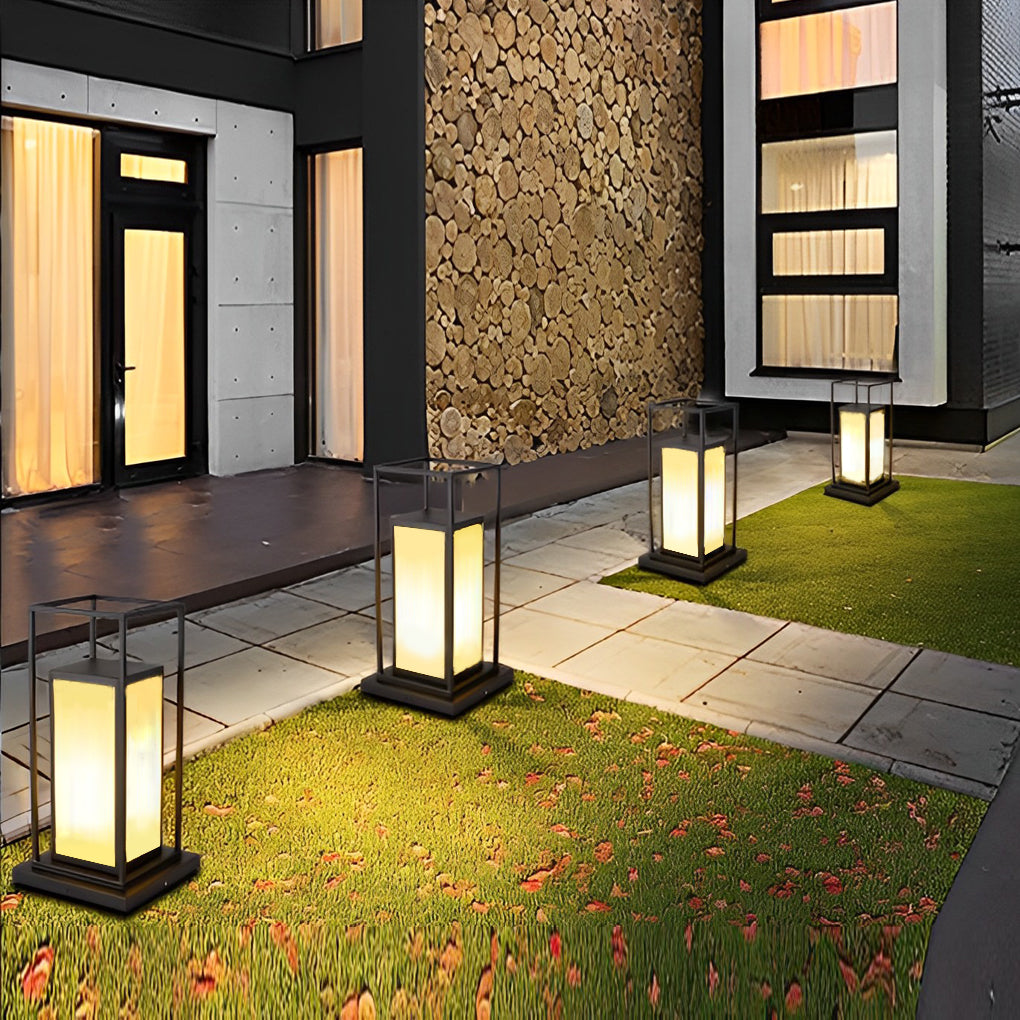 WINDSOR BLACK LED OUTDOOR PILLAR LANTERN WITH WATERPROOF DESIGN