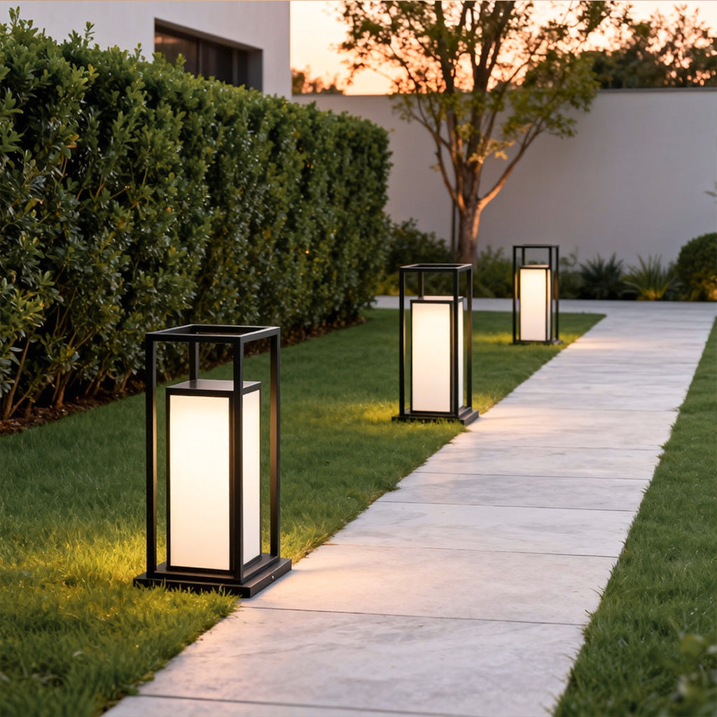 WINDSOR BLACK LED OUTDOOR PILLAR LANTERN WITH WATERPROOF DESIGN
