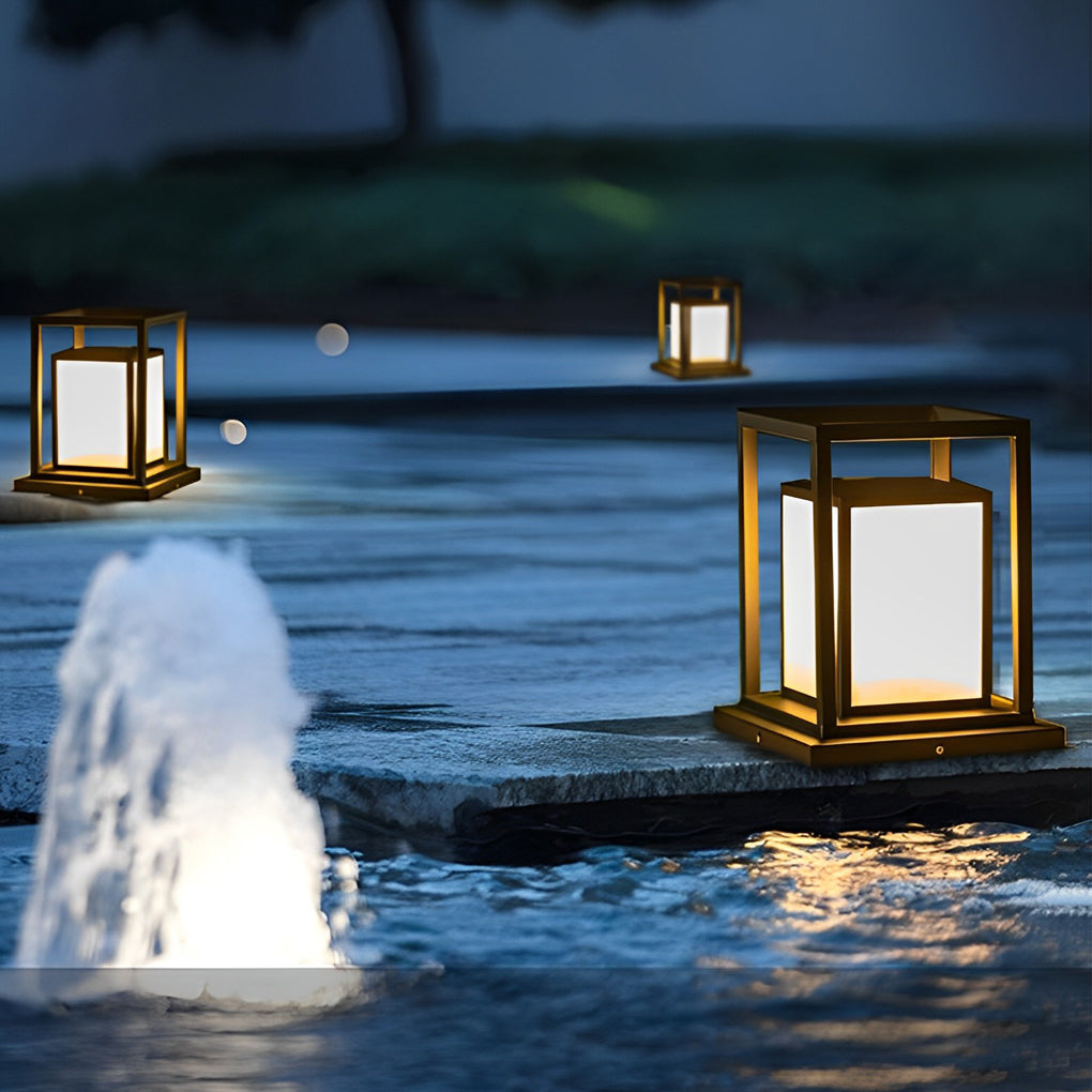 WINDSOR BLACK LED OUTDOOR PILLAR LANTERN WITH WATERPROOF DESIGN