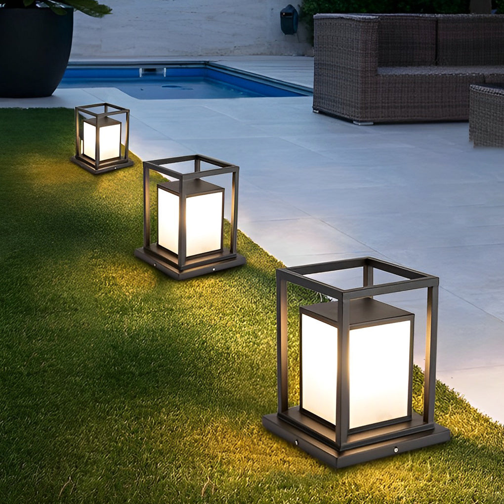 WINDSOR BLACK LED OUTDOOR PILLAR LANTERN WITH WATERPROOF DESIGN