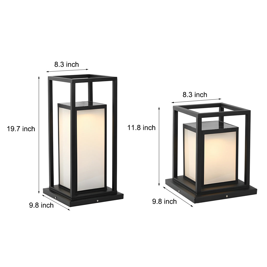 WINDSOR BLACK LED OUTDOOR PILLAR LANTERN WITH WATERPROOF DESIGN