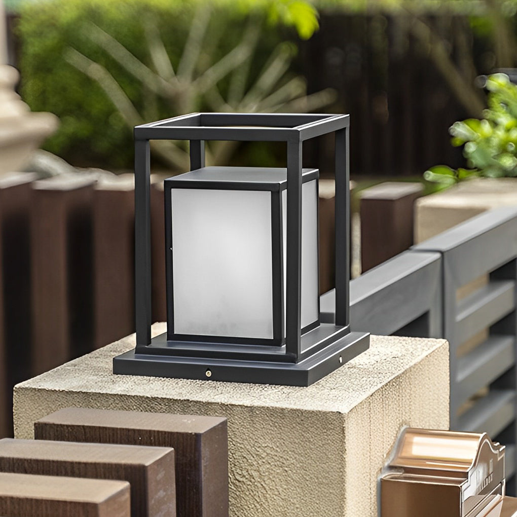 WINDSOR BLACK LED OUTDOOR PILLAR LANTERN WITH WATERPROOF DESIGN