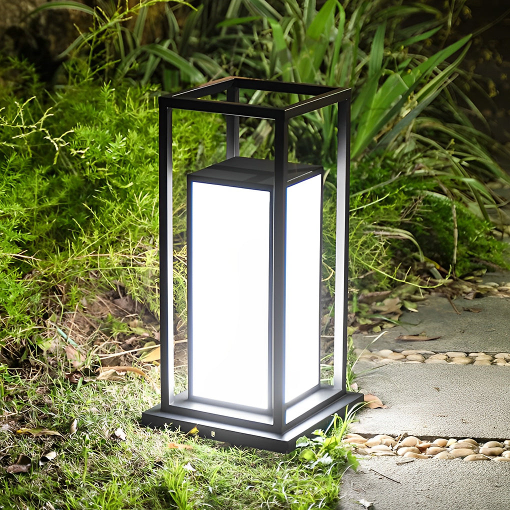 WINDSOR BLACK LED OUTDOOR PILLAR LANTERN WITH WATERPROOF DESIGN