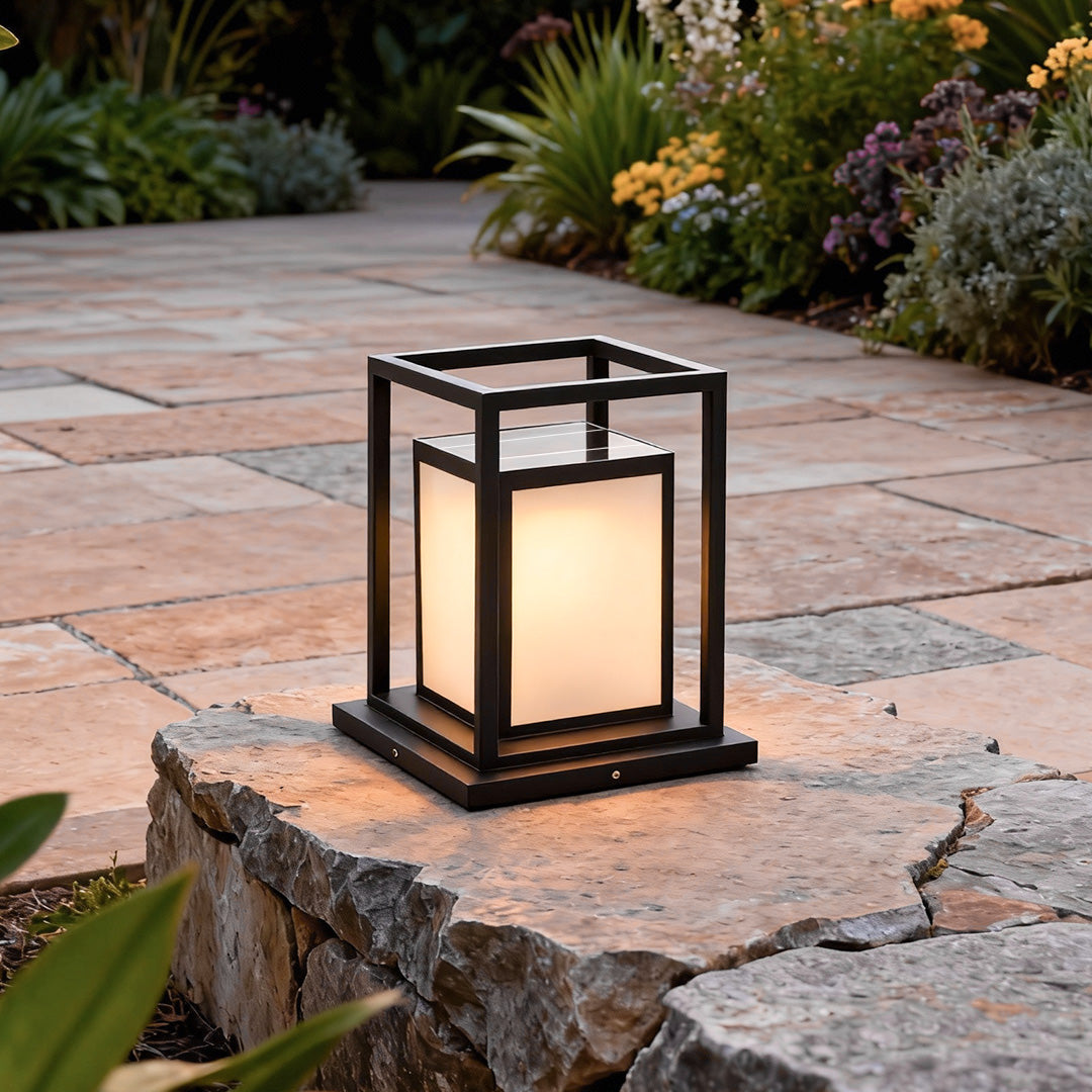 WINDSOR BLACK LED OUTDOOR PILLAR LANTERN WITH WATERPROOF DESIGN