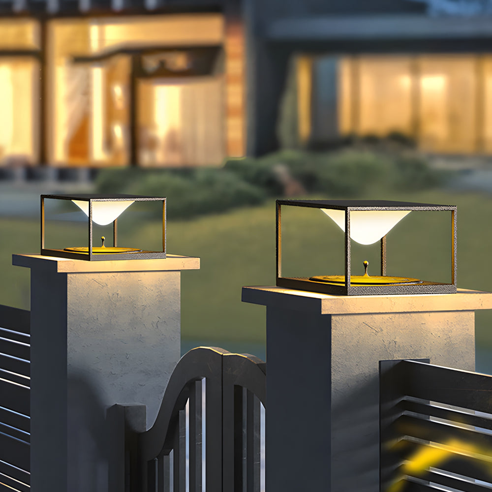 WINDSOR SQUARE POST LANTERN, OUTDOOR WATER-RESISTANT STAINLESS STEEL