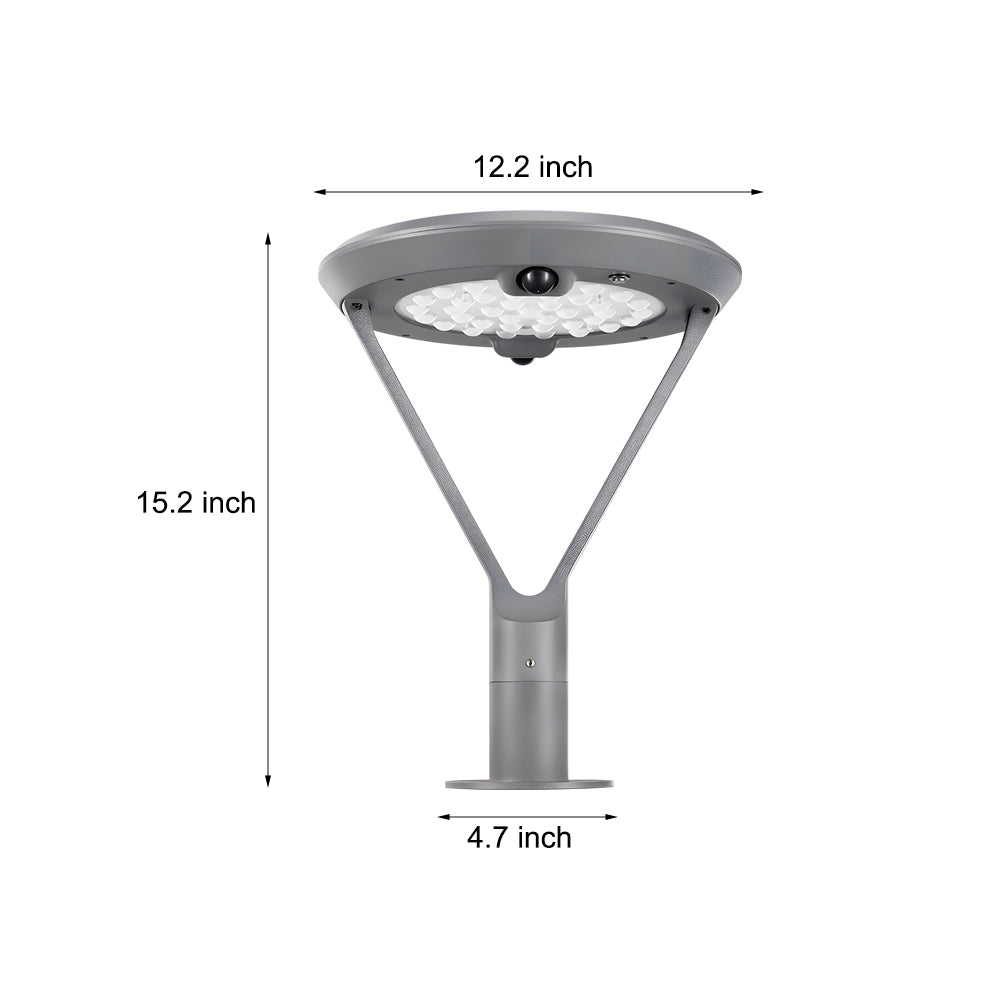 WINTHORPE SOLAR-POWERED ROUNDED POST LANTERN WITH DUAL MOTION DETECTION