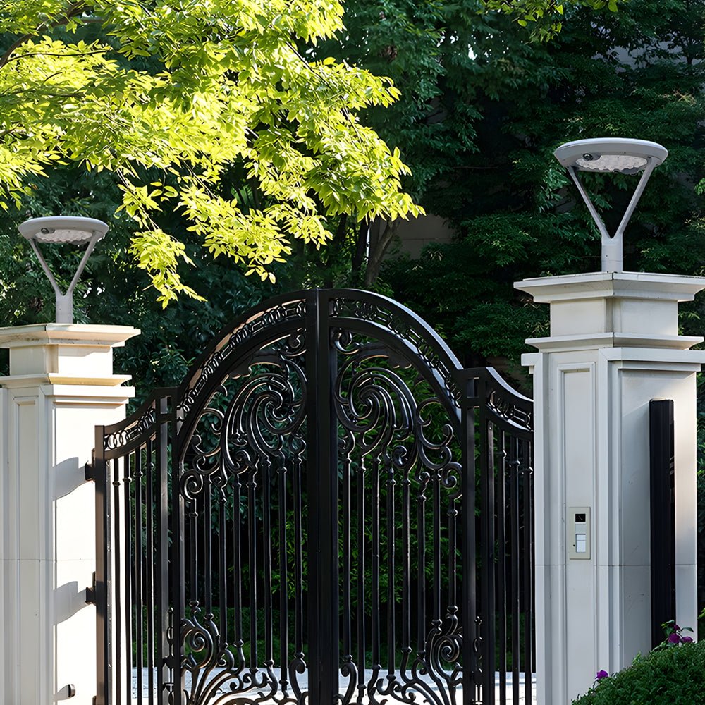 WINTHORPE SOLAR-POWERED ROUNDED POST LANTERN WITH DUAL MOTION DETECTION