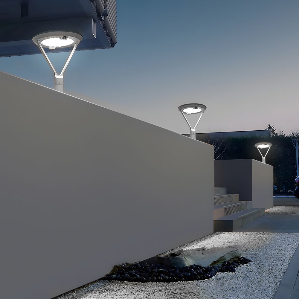 WINTHORPE SOLAR-POWERED ROUNDED POST LANTERN WITH DUAL MOTION DETECTION