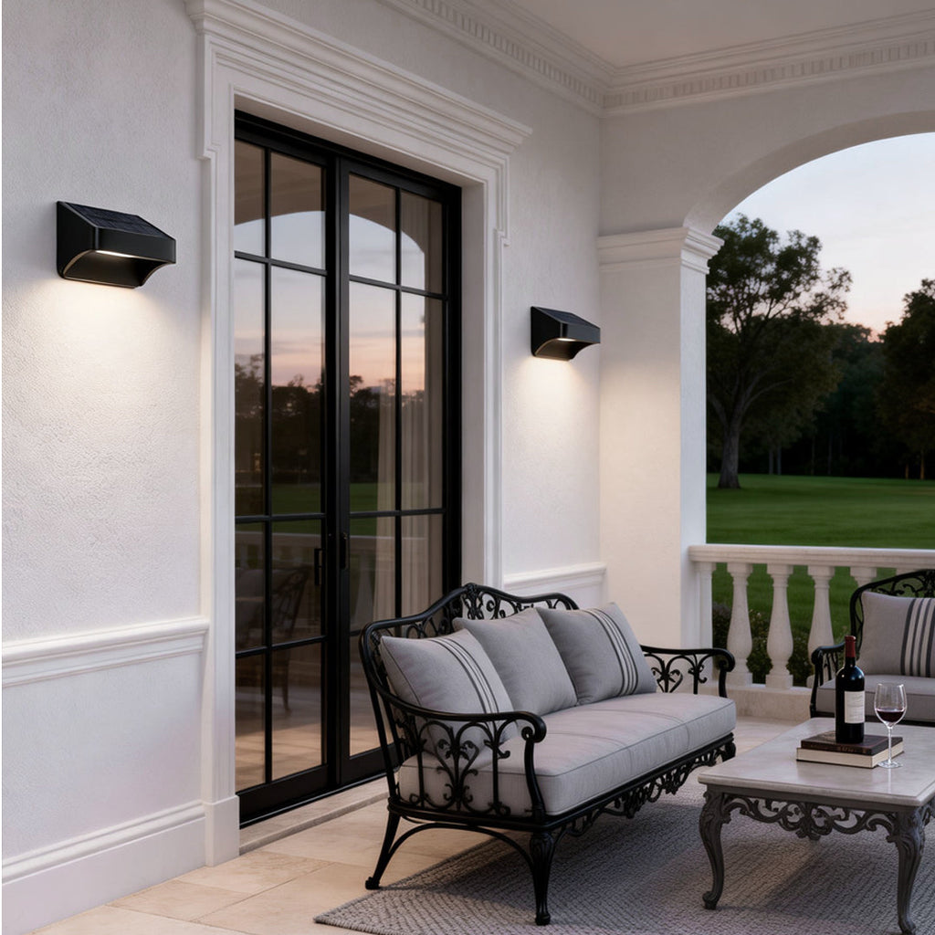 WINDSOR GLOW SOLAR WALL SCONCE - Dusk to Dawn Minimalist Design, Waterproof Ambient Illumination