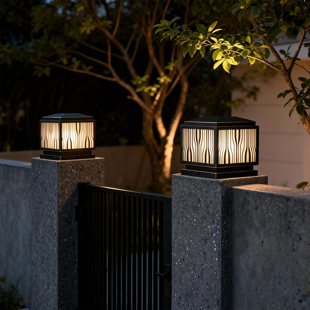 WINTHROP SOLAR COLUMN LANTERN, OUTDOOR WEATHER-RESISTANT MINIMALIST DESIGN