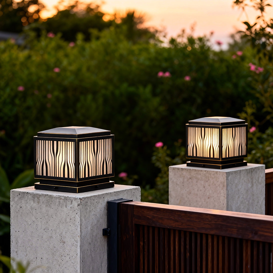 WINTHROP SOLAR COLUMN LANTERN, OUTDOOR WEATHER-RESISTANT MINIMALIST DESIGN