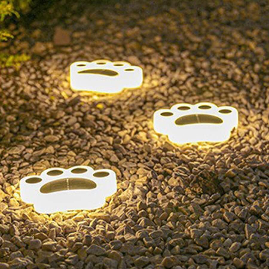 WHITBY STONEWASHED PAWPRINT SOLAR STEP ILLUMINATORS