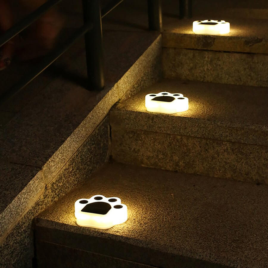WHITBY STONEWASHED PAWPRINT SOLAR STEP ILLUMINATORS