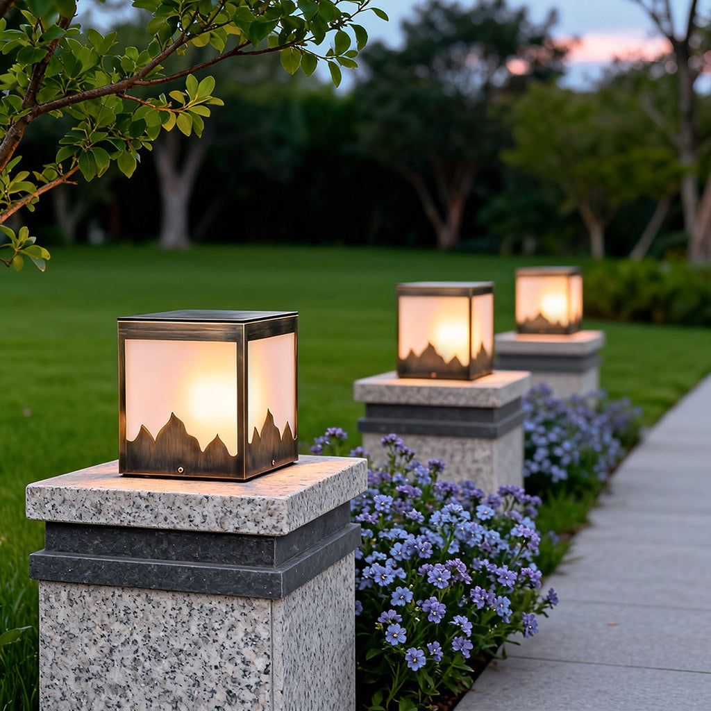 WINDSOR SOLAR SQUARE PILLAR ILLUMINATOR - WEATHERPROOF OUTDOOR LIGHT