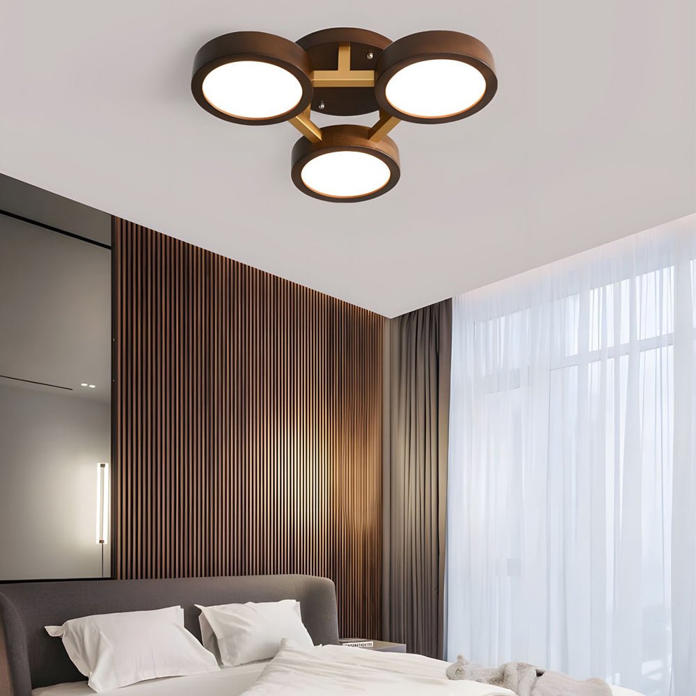 WINTHROP WALNUT CIRCLE LED FLUSH MOUNT LIGHTING